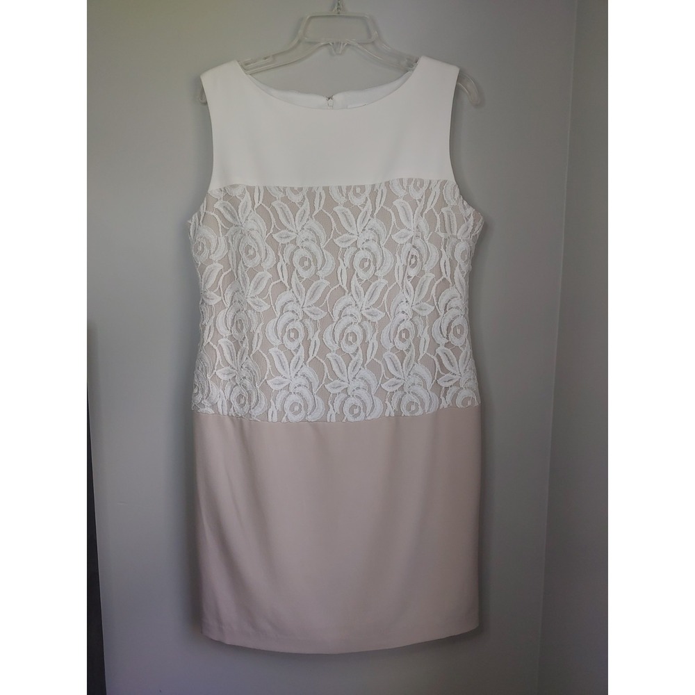 Studio One New York Sheath Dress 14 Womens Sleeveless Lace Overlay Midi Bridal